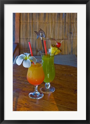 Framed Tropical cocktails, Fregate Resort island, Seychelles Print