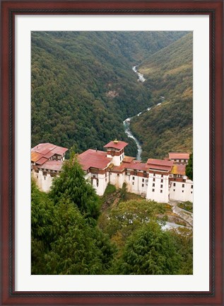 Framed Trongsa Dzong Fortress, Bhutan rice terraces Print