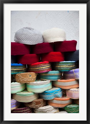 Framed Tunisia, Grand Souq des Chechias, Market, Fez hats Print