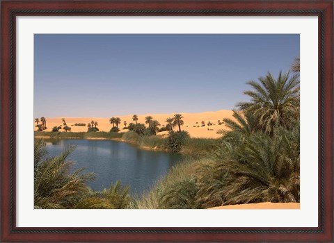 Framed Umm El Ma Lake, Erg Awbari, Sahara Desert, Fezzan, Libya Print