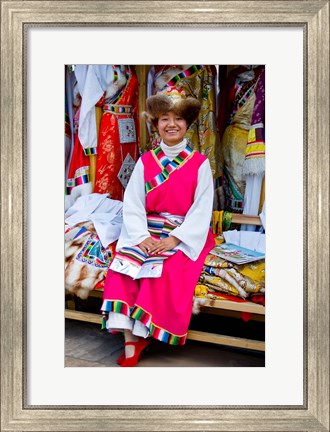 Framed Withtibetan Traditional Clothing Display, Yunnan Province, China Print
