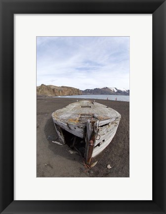 Framed Wooden whaling boat, Deception Island, Antarctica Print