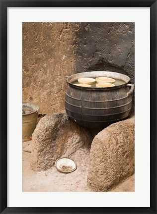 Framed West Africa, Ghana, Nakpa. Pot on stove, mud dwelling Print