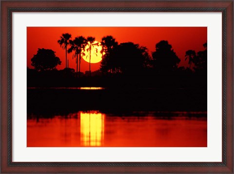 Framed Tropical Sunset in North Central Botswana Print