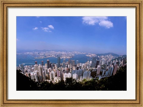 Framed View of City from Victoria Peak, Hong Kong, China Print