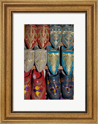 Framed Traditionally Embroidered Babouches, Morocco Print