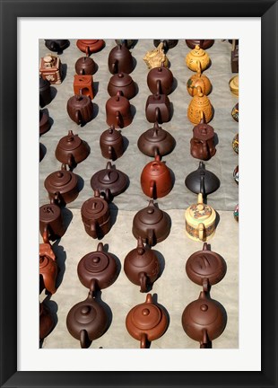 Framed Yixing Teapots For Sale at a Street Market, Shandong Province, Jinan, China Print