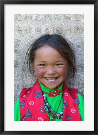 Framed Young Tibetan Girl, Sakya Monastery, Tibet, China Print