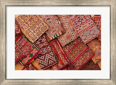 Framed Woven Fabrics, Essaouira, Morocco Print