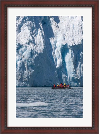 Framed Zodiac with iceberg in the ocean, Antarctica Print