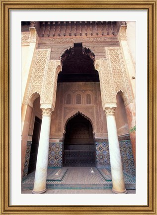 Framed Zellij (Mosaic Tilework) at the Saddian Tombs, Morocco Print