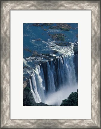 Framed Zambezi River Flowing over Victoria Falls, Mosi-Oa-Tunya National Park, Zambia Print