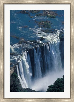 Framed Zambezi River Flowing over Victoria Falls, Mosi-Oa-Tunya National Park, Zambia Print