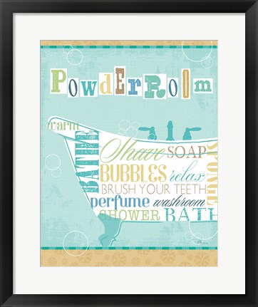 Framed Bathroom Words Tub I Print