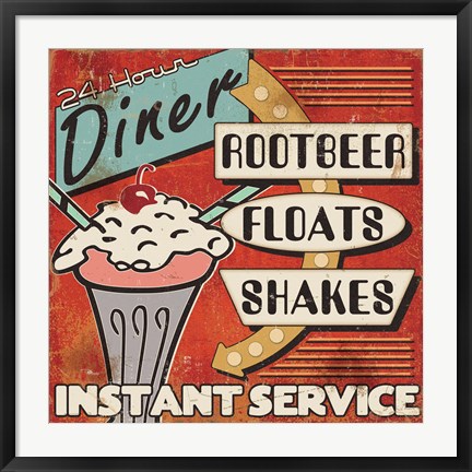Framed Diners and Drive Ins III Print