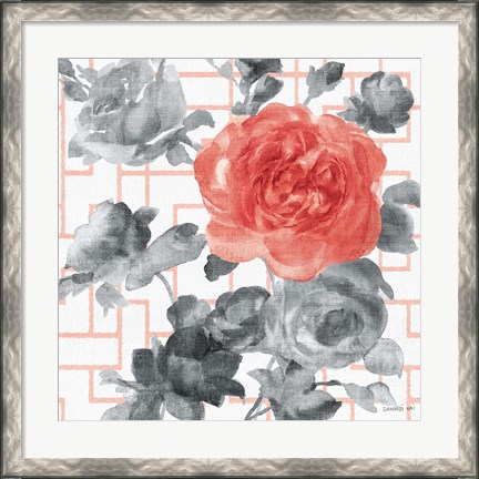 Framed Geometric Watercolor Floral I Print