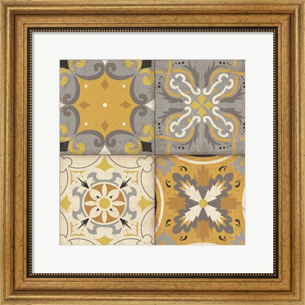 Framed Gray Glow Square 4 Up Print