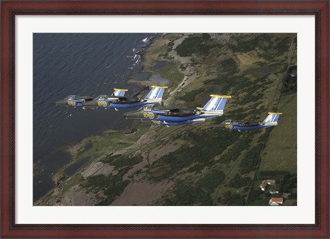 Framed Saab 105 jets flying in formation Print