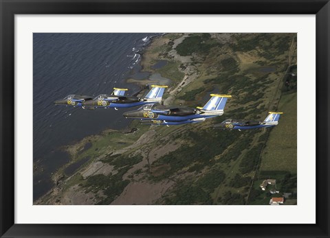 Framed Saab 105 jets flying in formation Print