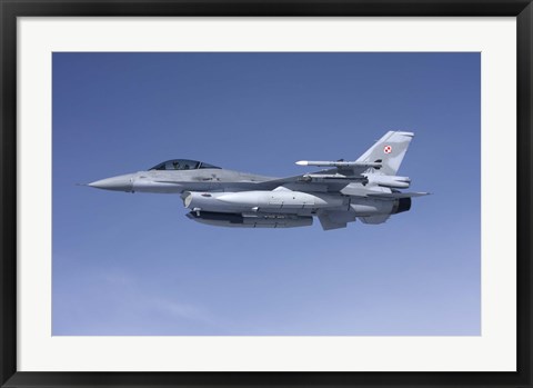 Framed F-16 Fighting Falcon of the Polish Air Force Print