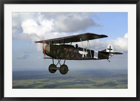Framed Fokker DVII World War I replica fighter in the air Print