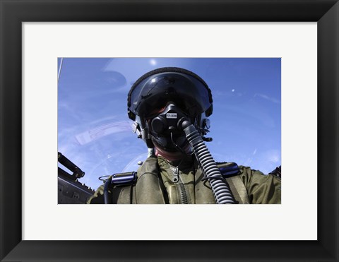 Framed Self-portrait of a pilot flying in a Saab J 32 Lansen Print