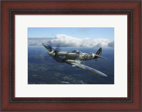 Framed Supermarine Spitfire MkXVI fighter warbird of the Royal Air Force Print