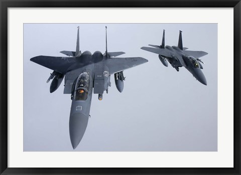 Framed Two  F-15E Strike Eagle of the US Air Force Print