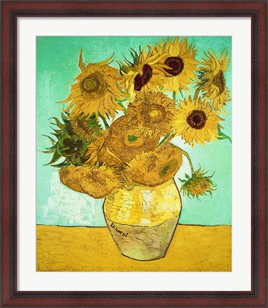 Framed Sunflowers, 1888 Print