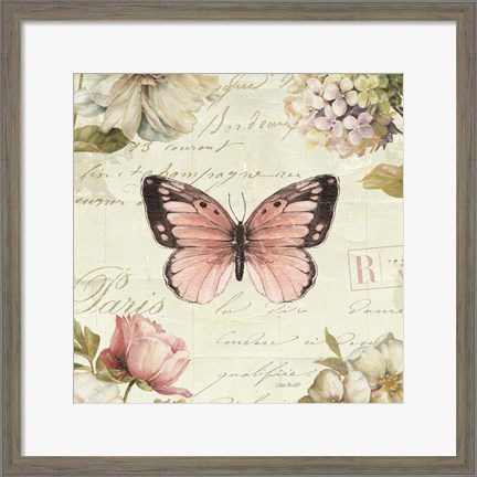 Framed Marche de Fleurs Butterfly I Print