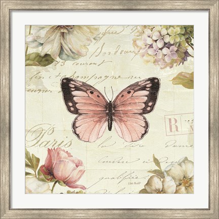 Framed Marche de Fleurs Butterfly I Print