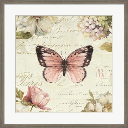 Framed Marche de Fleurs Butterfly I Print