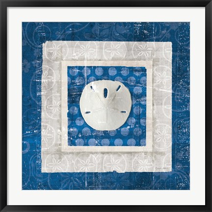 Framed Sea Shell I on Blue Print