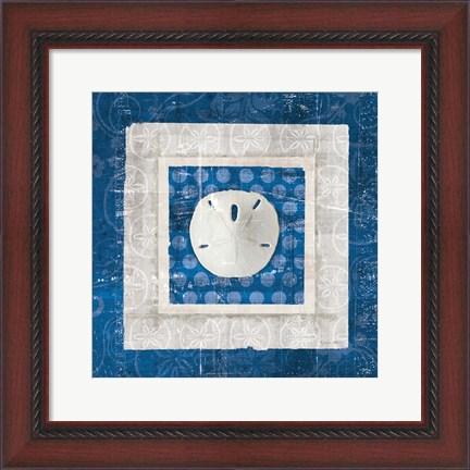 Framed Sea Shell I on Blue Print