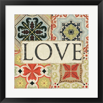 Framed Spice Santorini I - Love Print