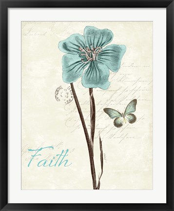 Framed Slated Blue III Faith Print