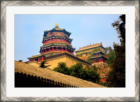 Framed Tower in The Pavilion of Buddhist Fragrance, Beijing, China Print