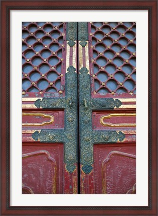 Framed Hall of Supreme Harmony-door detail, The Forbidden City, Beijing, China Print