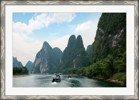 Framed China, Guilin, Li River, Boats along the River Print