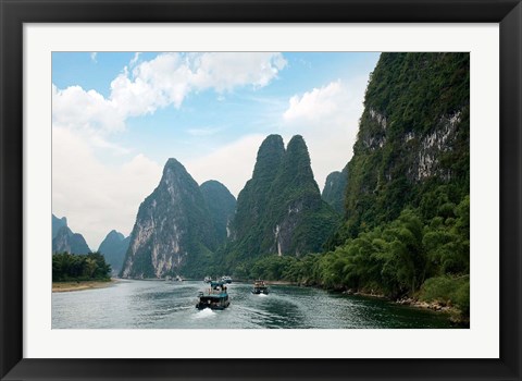 Framed China, Guilin, Li River, Boats along the River Print