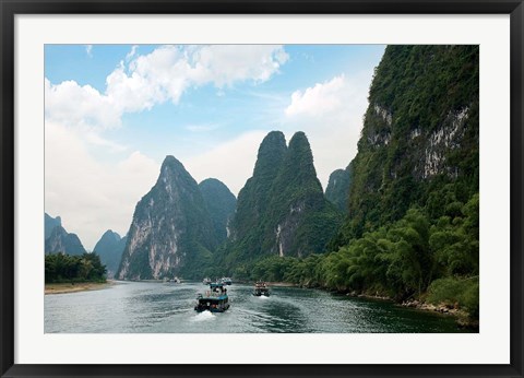 Framed China, Guilin, Li River, Boats along the River Print