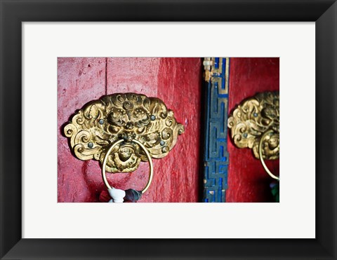 Framed Dragon Head Door Grip, Likir, Ladakh, India Print