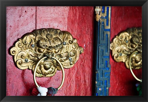 Framed Dragon Head Door Grip, Likir, Ladakh, India Print