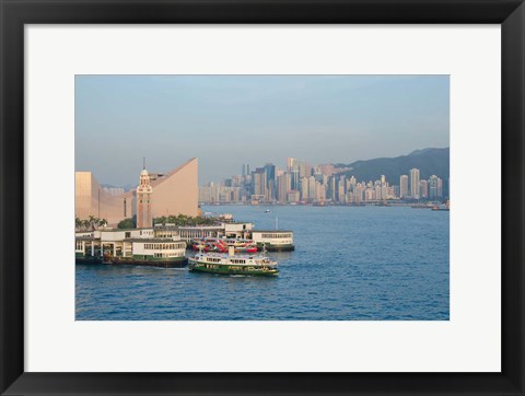 Framed Kowloon ferry terminal and clock tower, Hong Kong, China Print