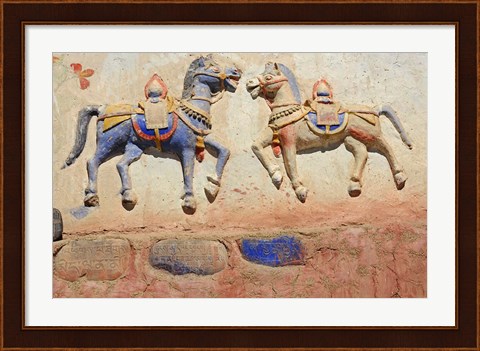 Framed India, Ladakh, Thiksey, Indian and Buddhist gods Print