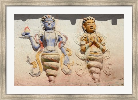 Framed Indian And Buddhist Gods On Temple, Thiksey, Ladakh, India Print