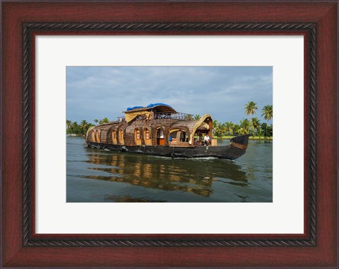 Framed Cruise Boat in Backwaters, Kerala, India Print