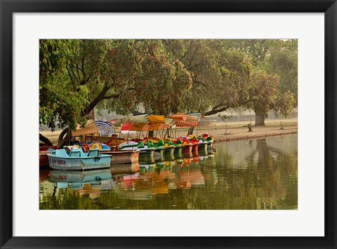 Framed Boat reflection, Delhi, India Print