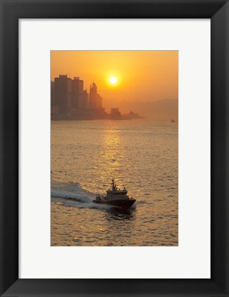 Framed Sunset view from Victoria Harbor and Kowloon, Hong Kong, China Print