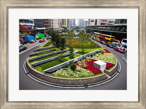 Framed Garden Roundabout, Hong Kong, China Print